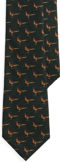 Polo Ralph Lauren Pheasant-Print Wool Challis Tie - Green - ONE SIZE