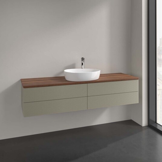 Villeroy & Boch Antao Servantskap med 4 skuffer 160x50x36 cm u/lys Steingrå/Valnøtt Villeroy & Boch Antao Servantskap med 4 skuffer 160x50x36 cm u/lys Steingrå/Valnøtt