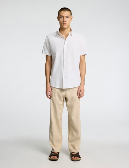 Selected Slh220 Loose Brody Linen Bld Pant Noos CreaM
