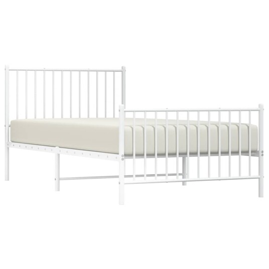 vidaXL Sengeramme i metall med hode- og fotgavl hvit 100x200 cm