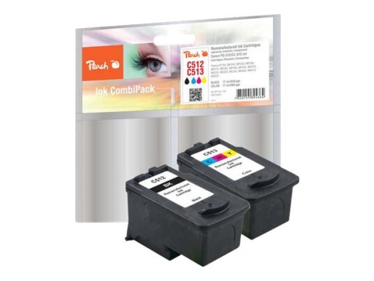 Peach Spar Pack - 2-Pack - Svart Farge (Cyan Magenta Gul) - Kompatibel - Blekkpatron (Alternativ For: Canon Cl-513 Canon Pg-512) - For Canon Pixma Mp230 Mp237 Mp252 Mp270 Mp280 Mp282 Mp499 Mx350 Mx360 Mx410 Mx420