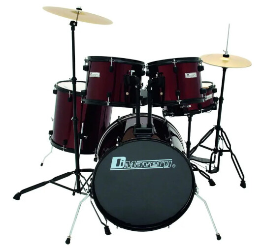 Dimavery Ds-200 Drum-Set. Wine Rød