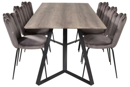 Venture Design Marina & Limhamn spisegruppe Grå/grå 6 st stoler & bord 180 x 90 cm