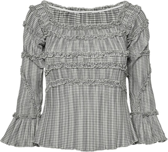 Laagam Petra Squared Textured Blouse   GREY   XS/34
