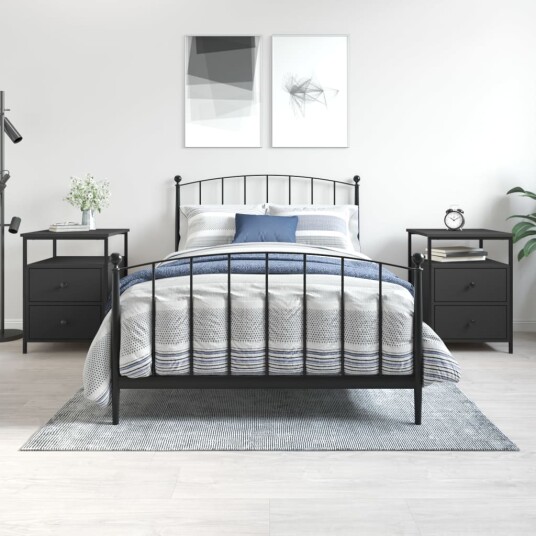 vidaXL Nattbord 2 stk svart 44x45x60 cm konstruert tre vidaXL Nattbord 2 stk svart 44x45x60 cm konstruert tre