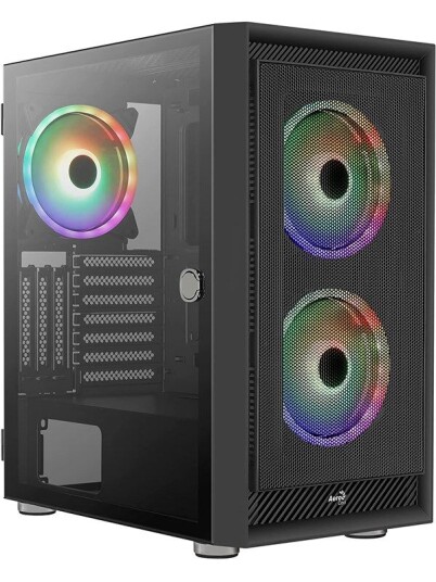 Aerocool Midi Tower Kabinett Graphite V3 med Herdet Glass, Svart Aerocool Midi Tower Kabinett Graphite V3 med Herdet Glass, Svart