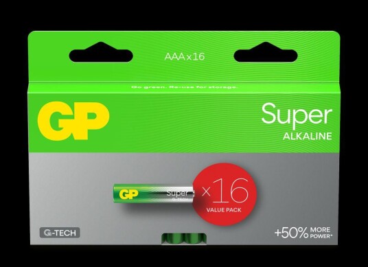 GP Super Alkaline AAA 1.5V Engangsbatterier 16-pakning