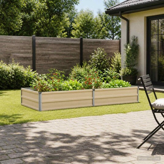 vidaXL Hevet Hagebed Elfenben 160 x 80 x 24 cm kaldvalset stål