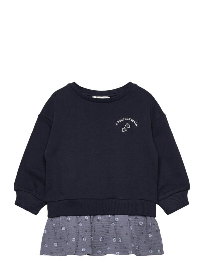 Mango Floral Sweatshirt Dress - Navy - 4-5