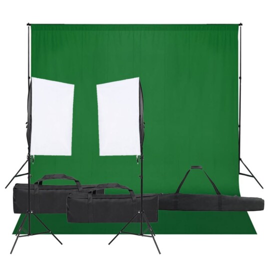 vidaXL Fotostudiosett med lyssett og bakgrunn vidaXL Fotostudiosett med lyssett og bakgrunn
