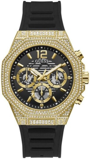 Guess Herreklokke GW0518G2 Momentum Sort/Gummi Ø44 mm