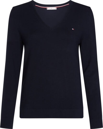 Tommy Hilfiger Co Jersey Stitch V Neck Sweater Blå XXL