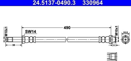 ATE 24.5137 0490.3 Bremseslange
