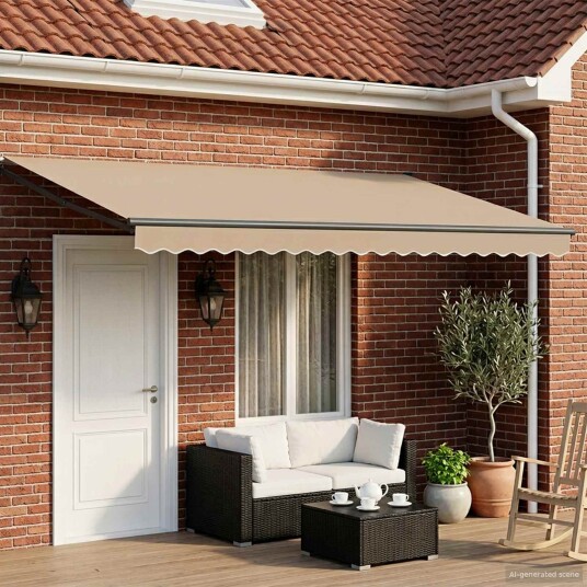 Elektrisk Utrekkbar Markise Beige og Antrasitt 4 × 3 m