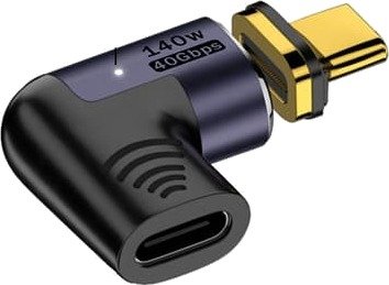 140W Magnetisk Sidevinkel USB-C Hunn til USB-C Hann Adapter - Grå, Støtter 40Gbps Data og 8K Video 140W Magnetisk Sidevinkel USB-C Hunn til USB-C Hann Adapter - Grå, Støtter 40Gbps Data og 8K Video
