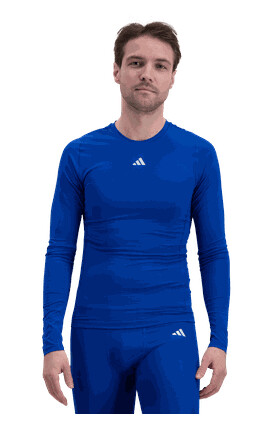Adidas techfit long sleeved tee kompresjonstrøye for fotball herre blue xl
