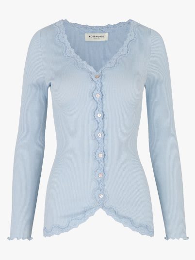 Rosemunde Babette Long Sleeve V-neck Lace Cardigan Blå M