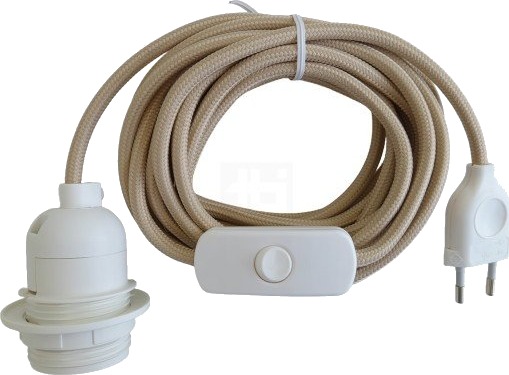 TBI ledning med E27 fatning og bryter sandfarget TBI ledning med E27 fatning og bryter sandfarget