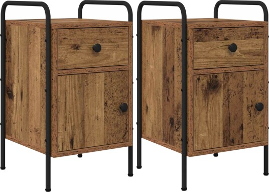 vidaXL Nattbordskap 2 stk. Gammelt tre 35 x 36,5 x 61 cm