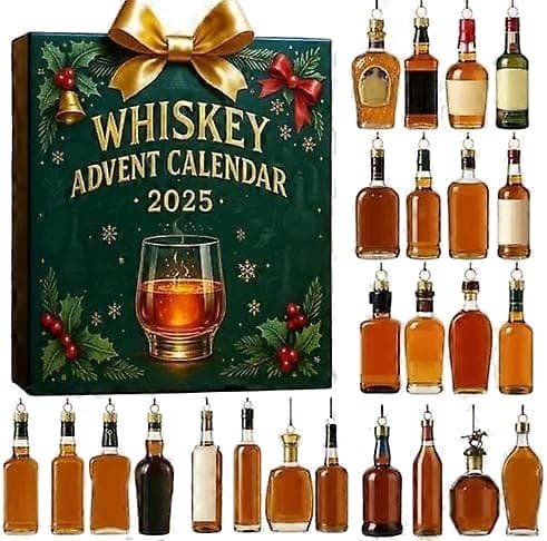 2026 Whisky Adventskalender   Whisky Ankomst Øl Adventskalender 24 Dagers Festival Kalender for Julenedtelling 2D Flat Design