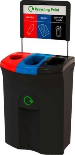 Affaldsspand Meridian Sort Mdpe 3 Rums 3X36 L Med Farvede Låg Sækkeholder