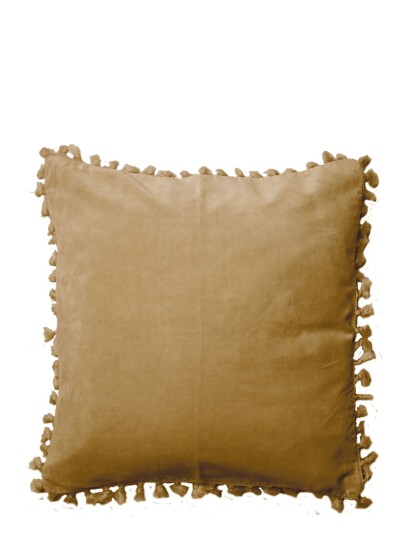 C"est Bon Pudebetræk, Velour/Bomuld M/Frynser - Yellow - 45X45CM