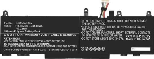 Coreparts Batteri Til Bærbar Pc Tilsvarer: Hp Hstnn-Lb9y Litiumpolymer 4250 Mah 49.22 Wh MBXHP-BA0325