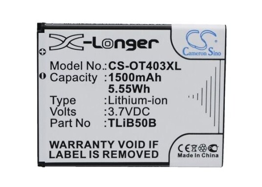 Alcatel OT-4030 batteri (1500 mAh 3.7 V, Sort)