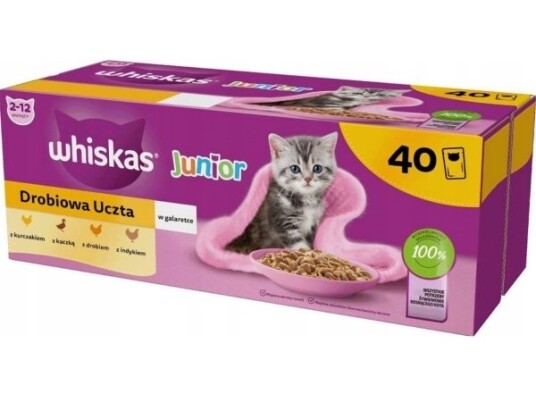 Whiskas Junior Våt Kattefôr med Fjærkre 40 x 85g Whiskas Junior Våt Kattefôr med Fjærkre 40 x 85g