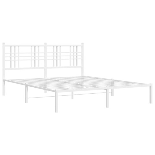  Sengeramme i metall med sengegavl hvit 150x200 cm 8721012373396