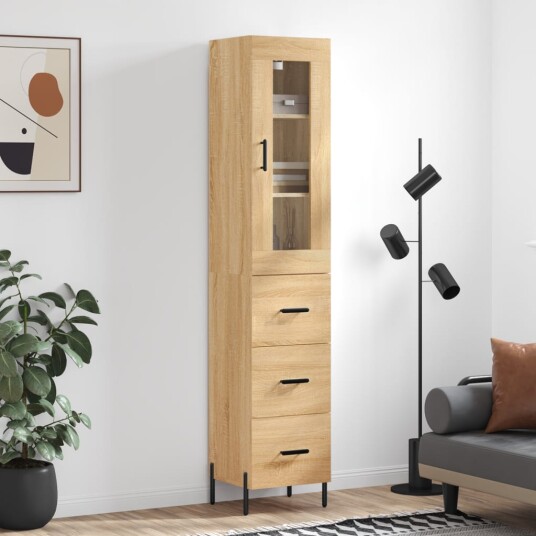 vidaXL Highboard sonoma eik 34,5x34x180 cm konstruert tre 8720845486662