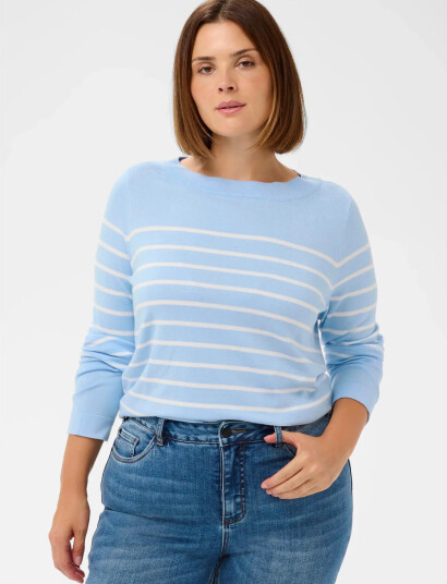 Kaffe Curve Kclizzy Striped Boatneck Blue XL Kaffe Curve Kclizzy Striped Boatneck Blue XL