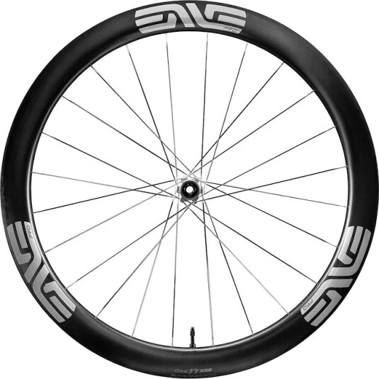ENVE SES 4.5 Pro forhjul race 700c center lock disc e-thru 12 x 100mm sølv logo ENVE SES 4.5 Pro forhjul race 700c center lock disc e-thru 12 x 100mm sølv logo