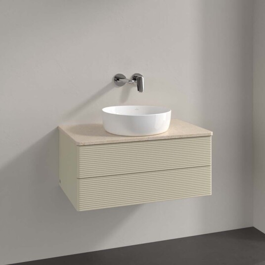 Villeroy & Boch Antao Servantskap med 2 skuffer 80x50x36 cm u/lys Grå Matt/Crème Villeroy & Boch Antao Servantskap med 2 skuffer 80x50x36 cm u/lys Grå Matt/Crème