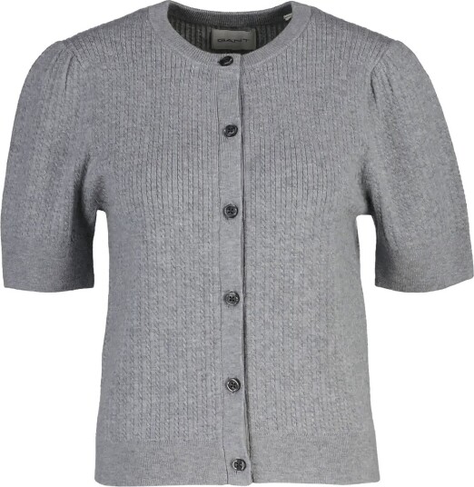 Gant Mini Cable C Neck Cardigan Ss   GREY MELANGE   XXL