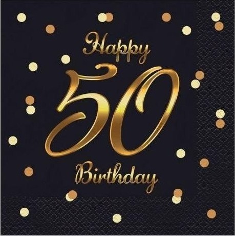 Godan Serwetki B&Amp C Gratulerer Med 50 Årsdagen Sort 20Szt