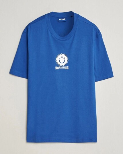 HUGO Nunarix Printed Crew Neck T Shirt Open Blue