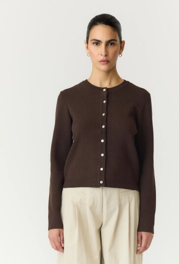 Y.A.S Elena Long Sleeve Knit Cardigan Brun M