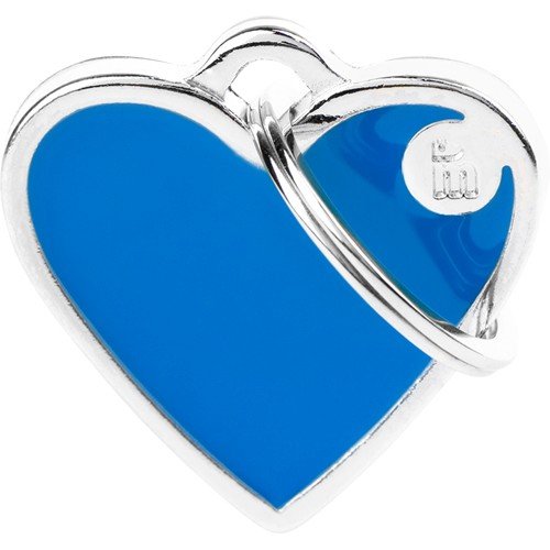 Myfamily Håndlaget ID Tag Hjerte 25x25 mm Blå til Hundehalsbånd