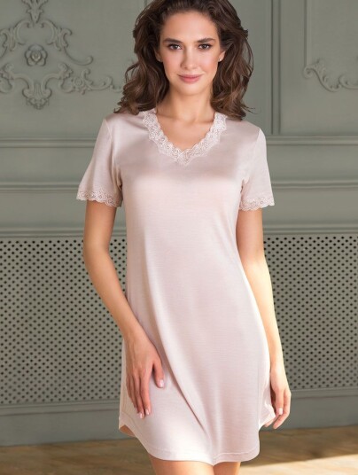 Lady Avenue Pure Silk Jersey Lace Nightgown 2XL