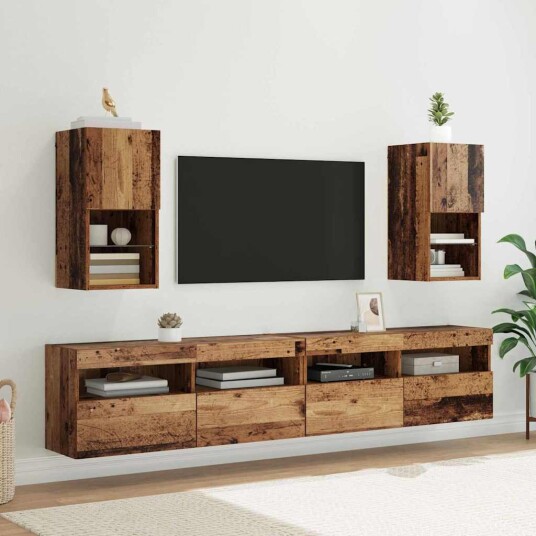 Vegghengte TV skap 2 pcs Gamle tre 30,5 x 30 x 60 cm Vegghengte TV skap 2 pcs Gamle tre 30,5 x 30 x 60 cm