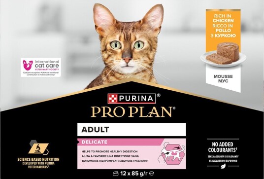 Purina Pro Plan Cat Delicate Mousse Våtfôr Kylling 12x85g