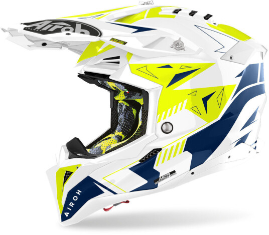 Airoh Aviator 3 Spin Motocross Hjelm XL Blå Gul Airoh Aviator 3 Spin Motocross Hjelm XL Blå Gul