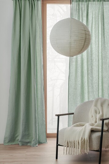 Ellos Home Gardin med multibånd Malva 2 pk i 100% lin Grønn