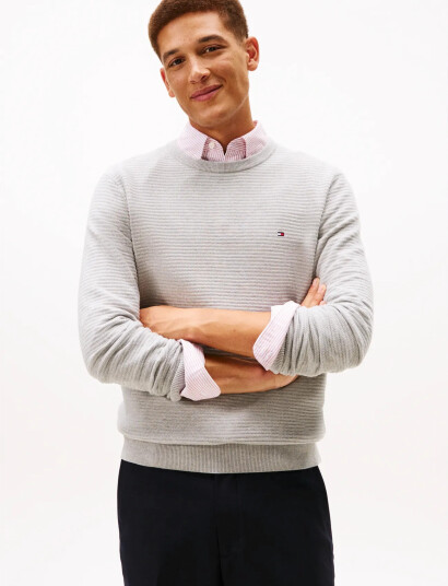 Tommy Hilfiger Seasonal Structure Cneck - Grey - XL