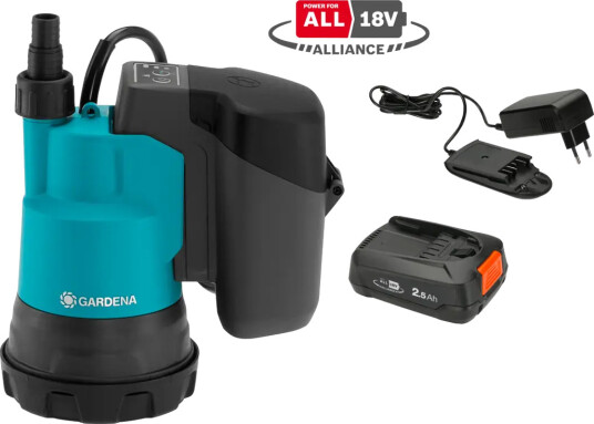 Gardena Klart vann nedsenkbar pumpe Batteri, 18V P4A, klar til bruk Gardena Klart vann nedsenkbar pumpe Batteri, 18V P4A, klar til bruk