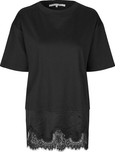 Second Female T skjorte Vaccara Lace Tee Svart