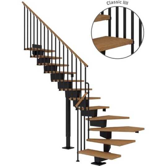 Dolle Dubai L trapp I Svart classic Iiii oljeret Eik 80 15   Loddret Høyde 272 336cm