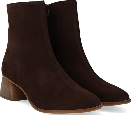 ANGULUS Bootie Block Heel With Zippe Brown 36
