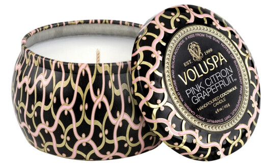 Voluspa Maison Noir Mini Tin duftlys 25 timer Pink Citron Grapefruit